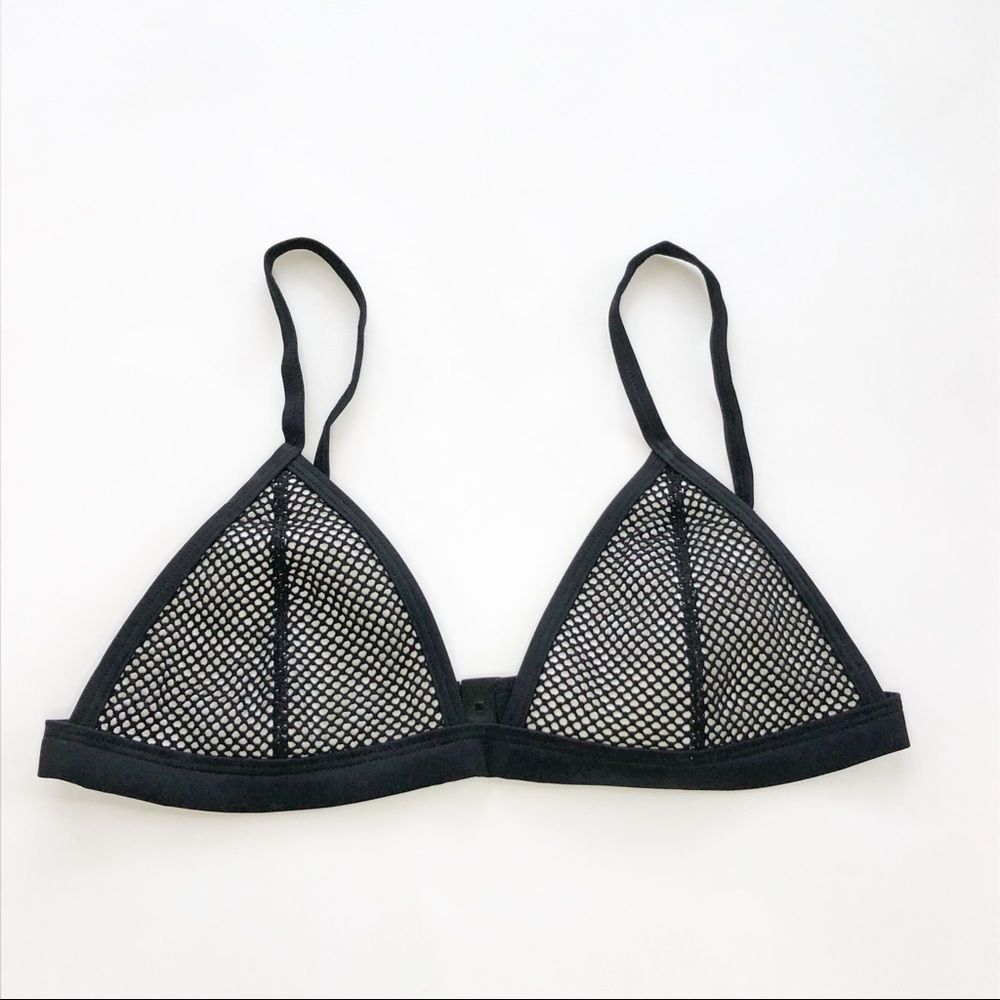 Triangl Black White Mesh Triangle Bikini Swim Top